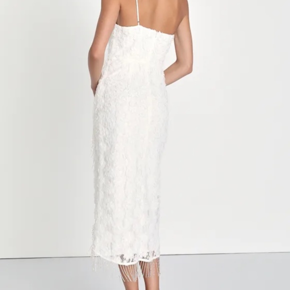 Lulus Stunning Destiny Ivory One-shoulder 3d Floral Midi Dress White - Size S - Picture 3 of 5